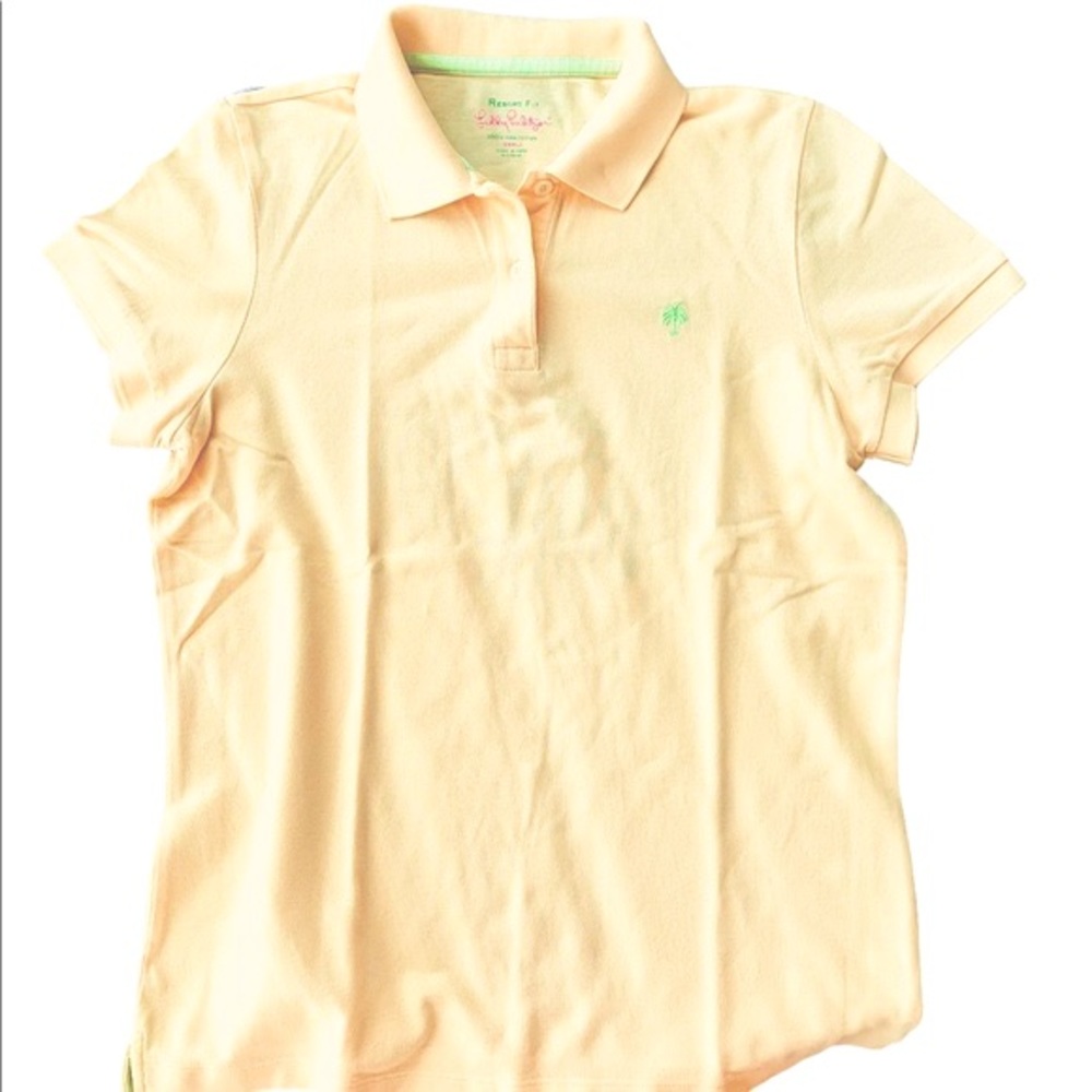 🌴 Lilly Pulitzer Yellow Polo Shirt Resort Fit - Picture 3 of 9